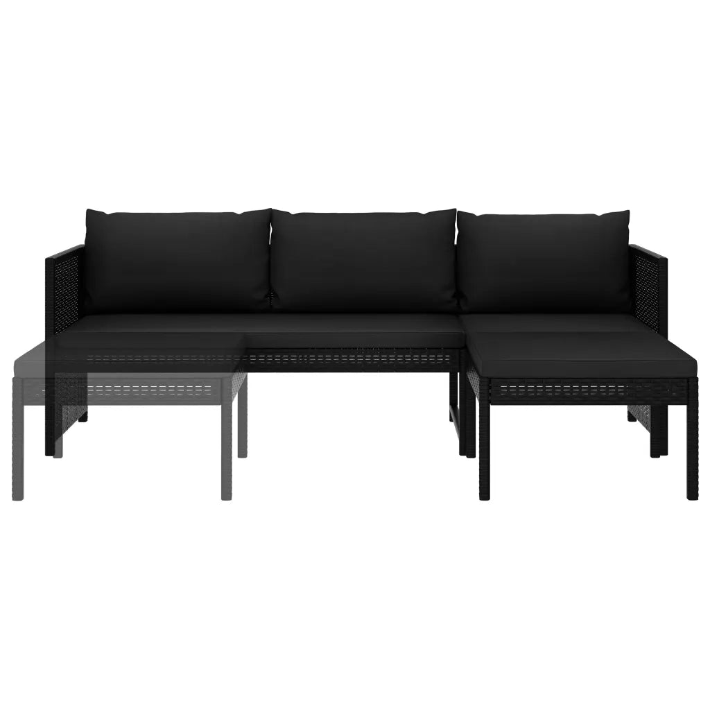 Set Divani da Giardino 3 pz con Cuscini in Polyrattan Nero cod mxl 35541