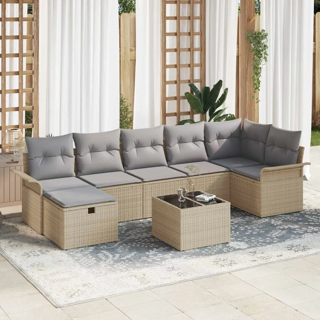 Set Divano da Giardino 8 pcs Beige e Grigio Chiaro polyrattan 3358909