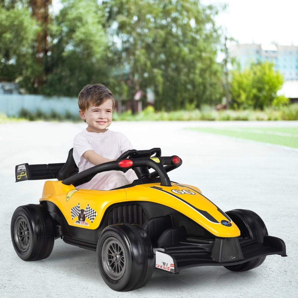 Veicolo elettrico a batteria da 12 V per bambini, Camion da corsa con telecomando sospensioni a molla Giallo-Macchinine giocattoli
