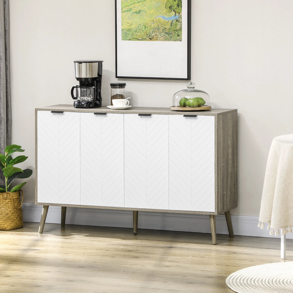 Credenza Buffet 4 Ante ¨C Xylo ¨C Bianco e Grigio 120x35x77cm