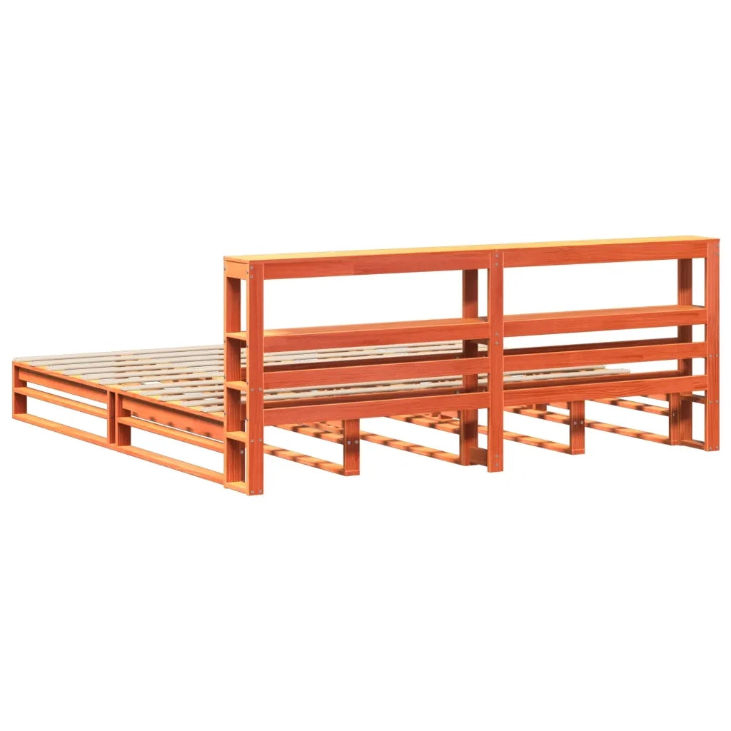 Giroletto con Testiera Marrone Cera 200x200 cm Massello Pino 3306509