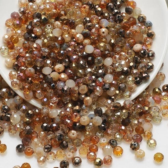 Pietre - Facettate - Vetro - Perle - Fai da Te - Gioielli - Marrone - Adatto per Bracciali e Collane - 500 pezzi