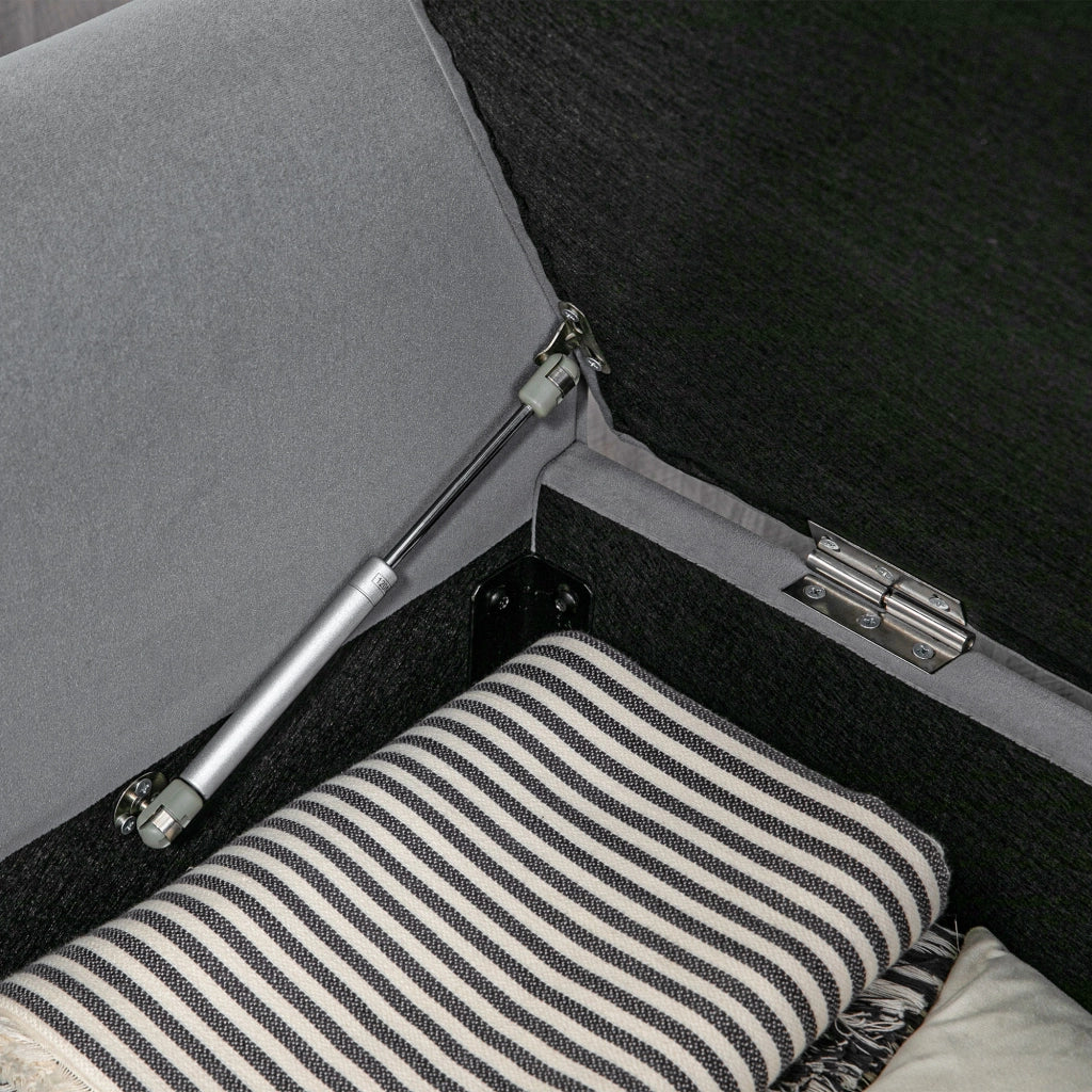 Pouf contenitore imbottito in tessuto velluto ¨C Minimal ¨C grigio 126x48.5x57 cm