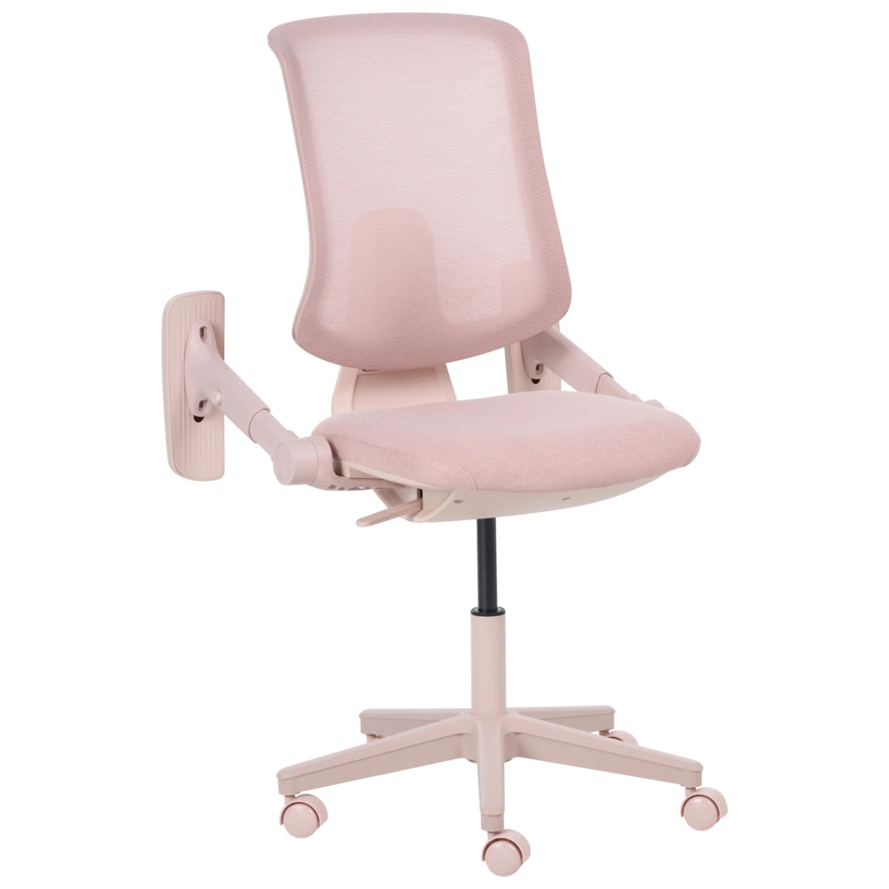Sedia da ufficio in tessuto e rete rosa, schienale e braccioli regolabili, design moderno, per l'ufficio domestico