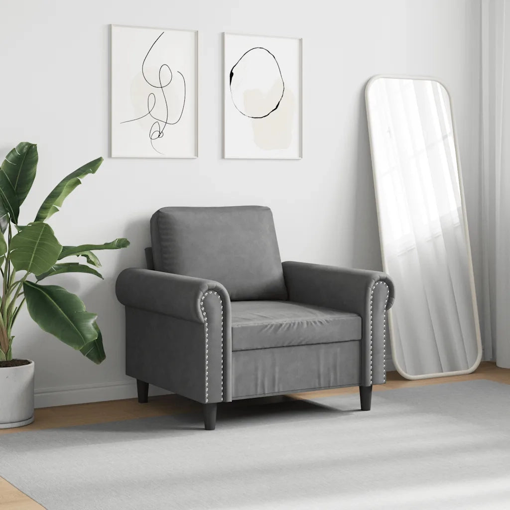 Poltrona Grigio Scuro 60 cm Velluto 359510