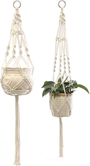 Pendente per piante in macramé - Corda in cotone - Pendente per piante da appendere all'interno ed all'esterno
