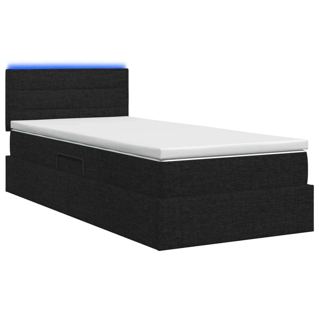 Letto con contenitore LED e materasso Nero 90 x 200 cm Tessuto 3458975