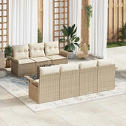 Set Divano da Giardino con cuscino 8 pcs Beige polyrattan 3345271