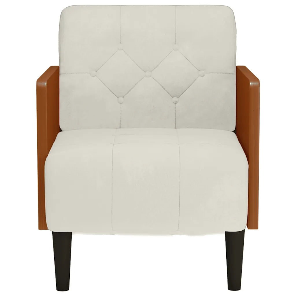 Divano Sedia con Braccioli-Poltrona-Sofa Relax Crema 55 cm in Velluto