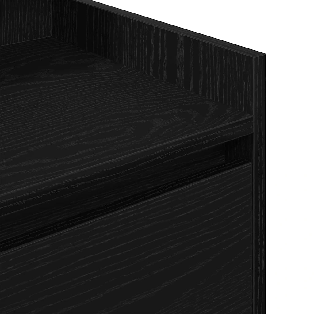 Comodino | Armadio da Notte | Mobiletto da notte con 2 Cassetti Nero 38x34x80 cm