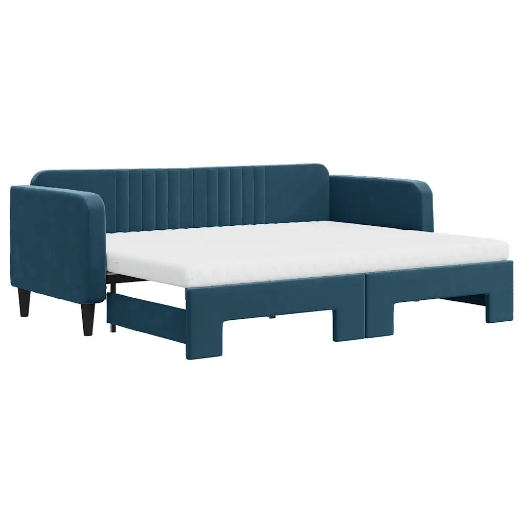 Divano Letto Estraibile con Materassi Blu 80x200 cm Velluto 3197079