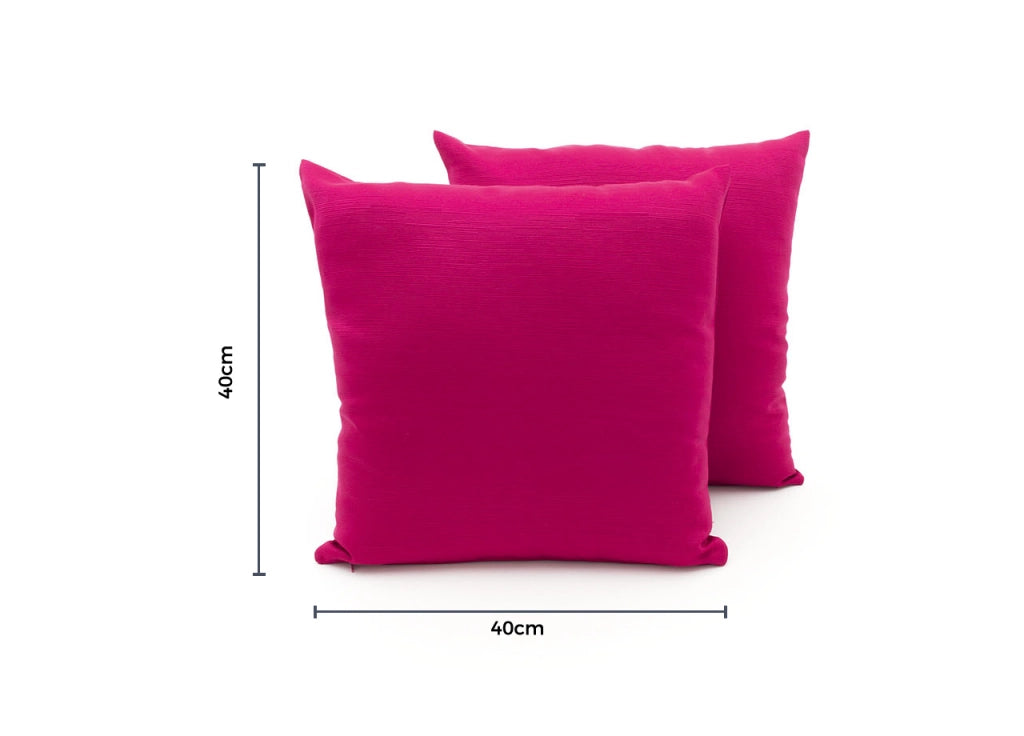 Coppia Cuscini Arredo Imbottiti Tessuto Ottoman In Tinta Unita Colore Fucsia 30 - 40x40 - Fuxia 30