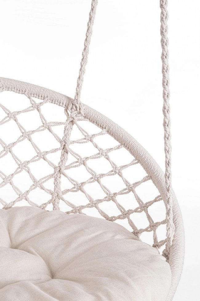 Poltrona Amaca Pensile in Macramé con Cuscino Rotonda - MONTANA