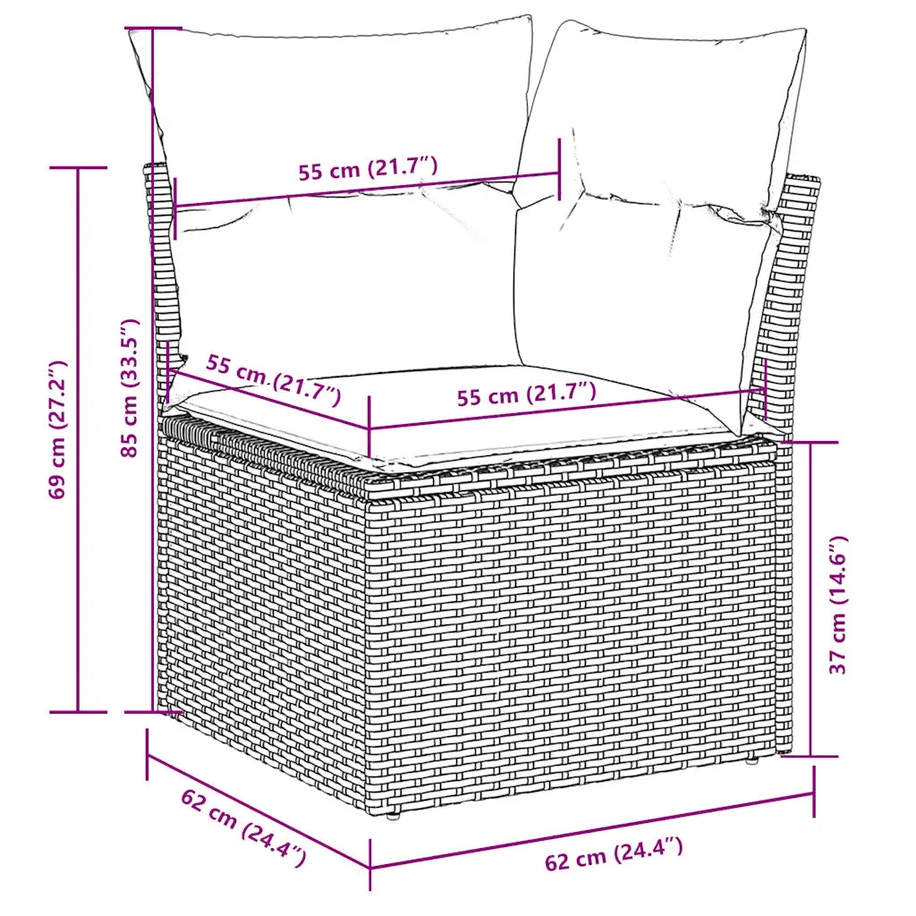 Set Divano da Giardino 5pz | Set Salotto da Giardino con Cuscini Grigio Chiaro Polyrattan