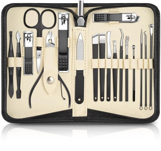Set di cura unghie 18-in-1 - Manicure/Pedicure - Strumenti in acciaio inossidabile - Portatile - Regalo per varie occasioni