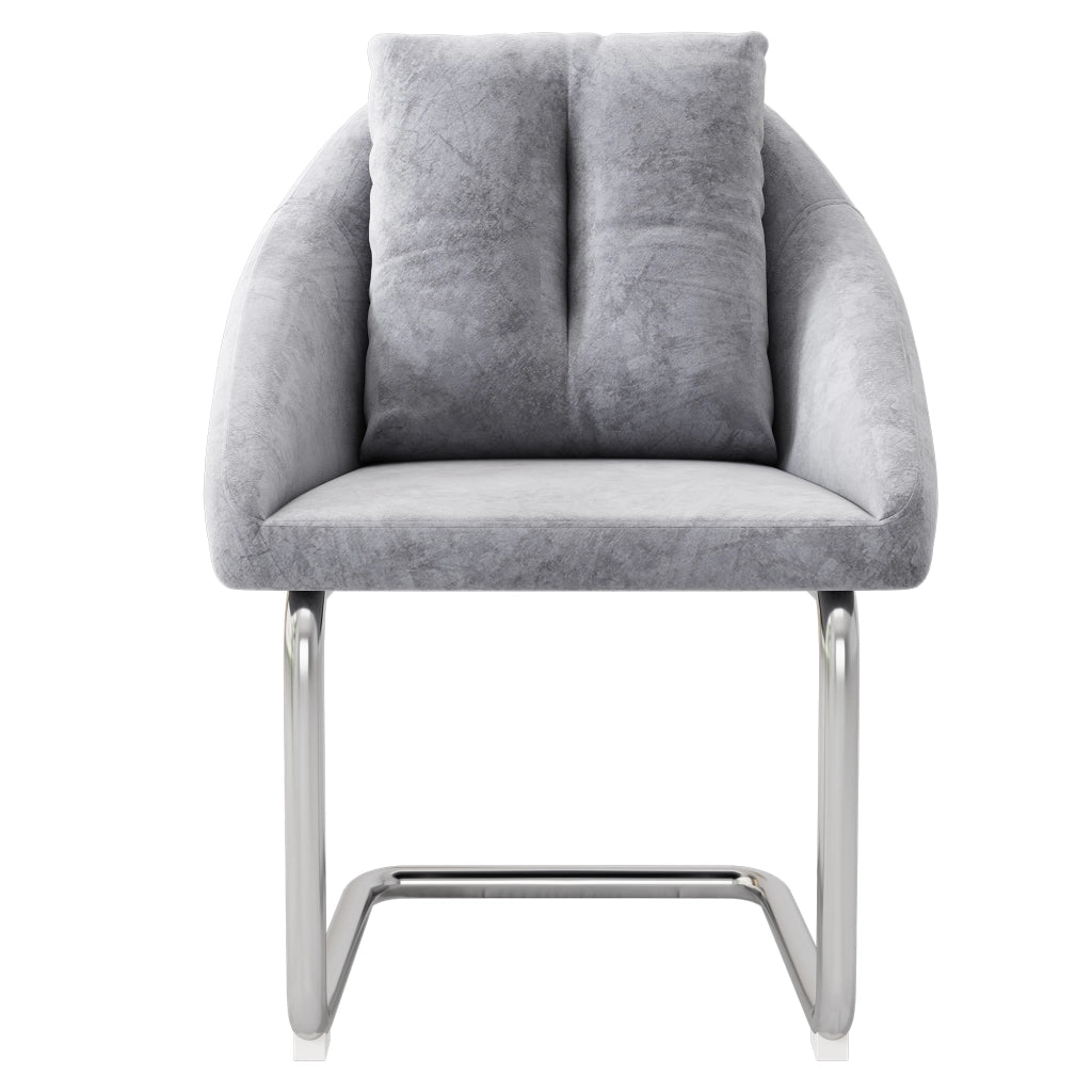 Sedia da sala da pranzo in velluto con design ergonomico, set da 4 pezzi per casa e ufficio, grigio