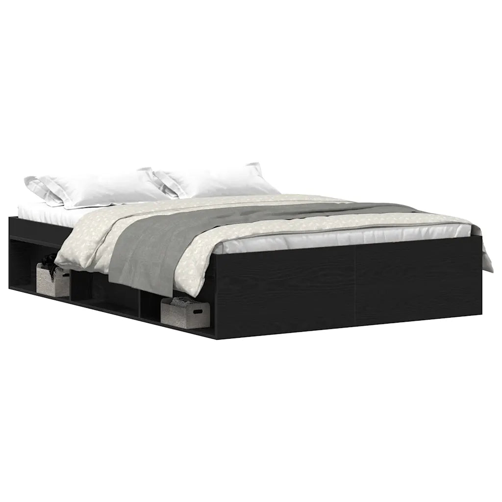 Giroletto senza Materasso-Struttura Letto Rovere Nero 135x190 cm Truciolato 461152