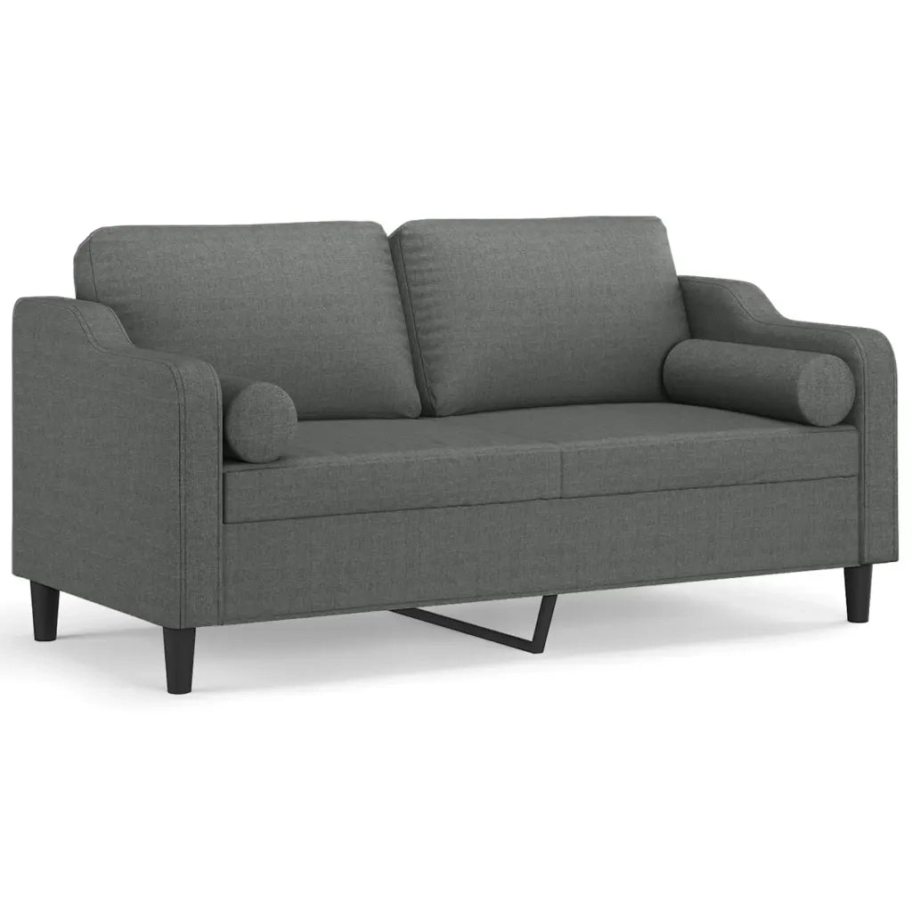 Divano a 2 Posti con Cuscini-Sofa 2 Posti con Cuscini Grigio Scuro 140 cm in Tessuto 804092