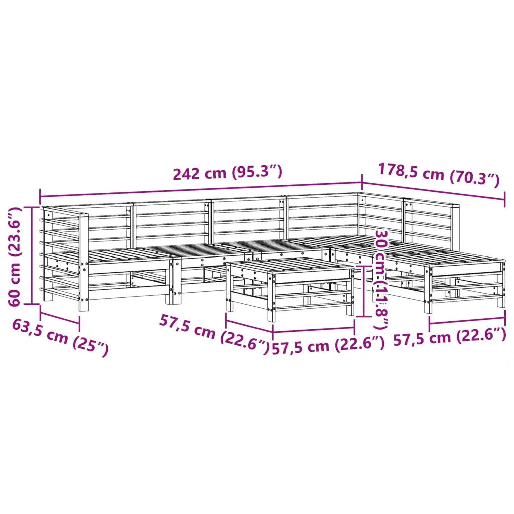Set Lounge da Giardino 7 pcs Marrone Cera 3418106