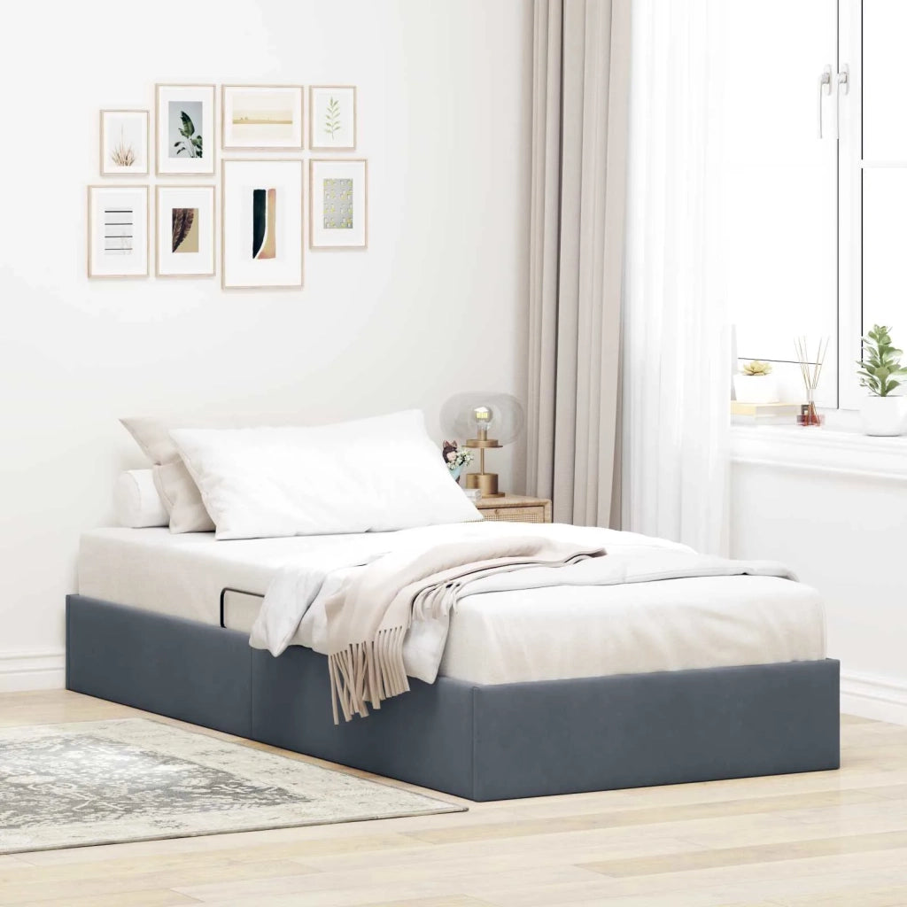 Letto ottomano Grigio Scuro 90 x 200 cm Velluto 3442857