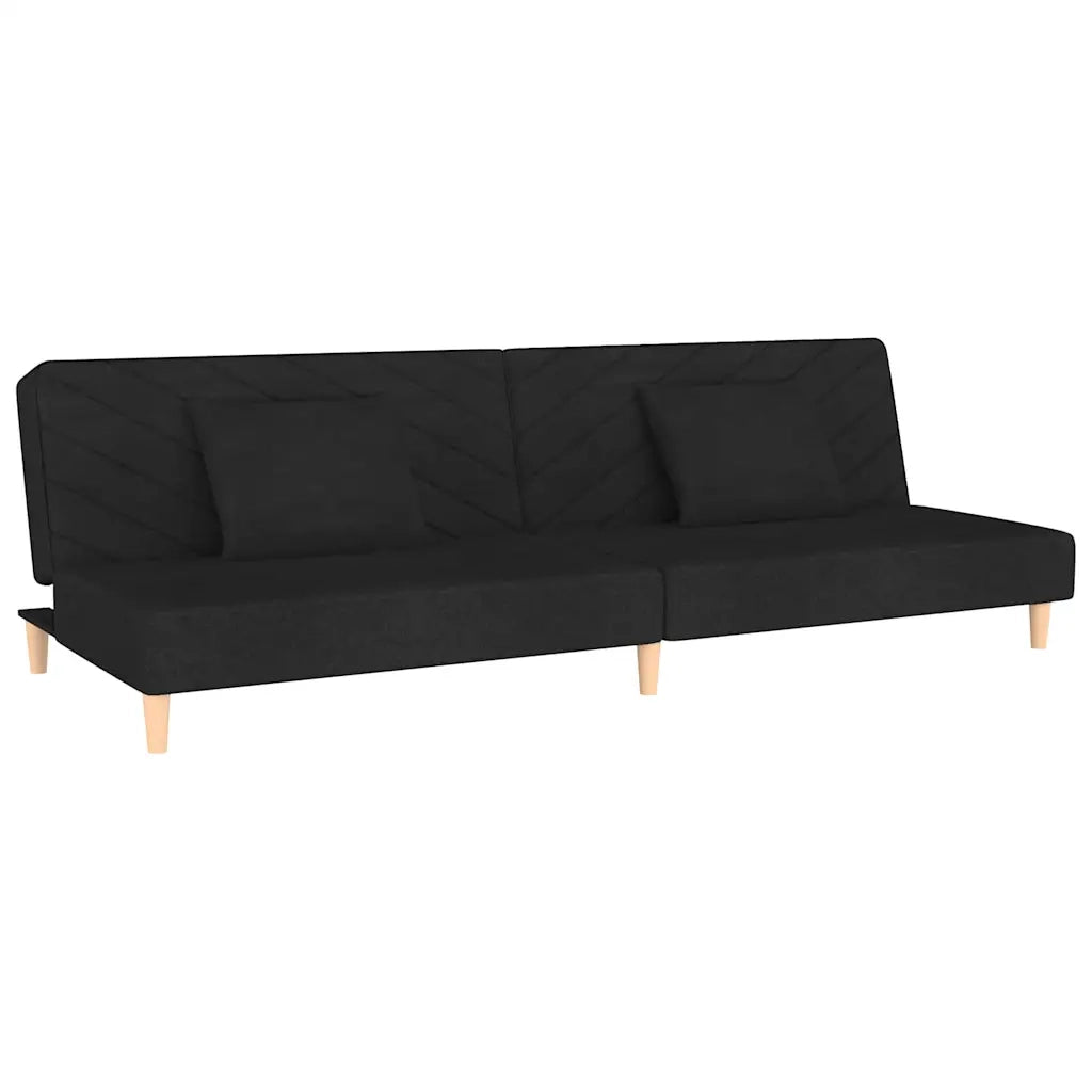 Divano letto | Sof¨¤ letto | Letto singolo a 2 Posti con 2 Cuscini Nero in Tessuto