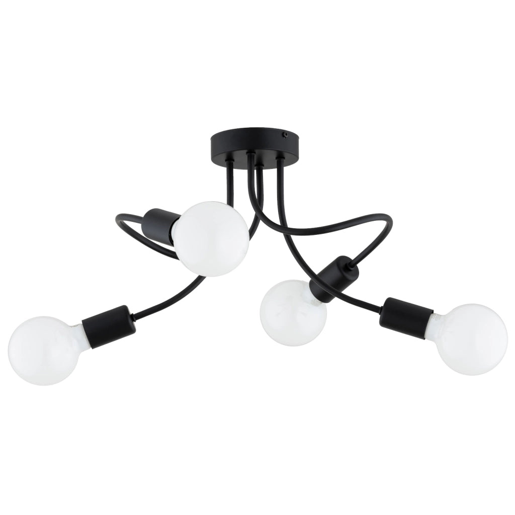 Plafoniera nera minimal intreccio 4xE27 15W HITO Alfa