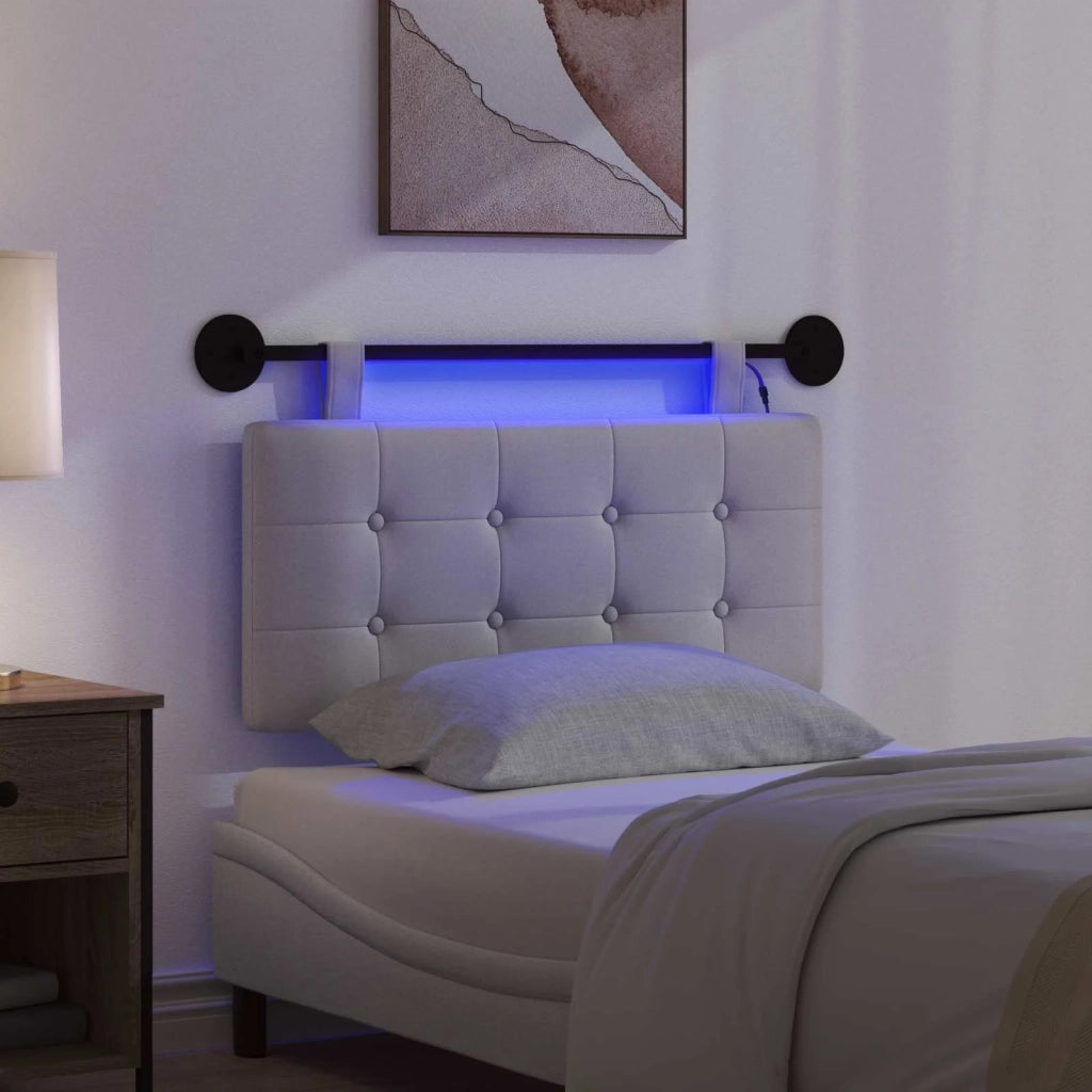 Testiera sospesa Con luce LED Grigio Nuvola Tessuto 3424344
