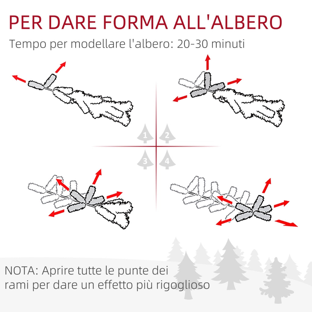 Albero di Natale Artificiale 180 cm 618 Rami con Pigne Verde