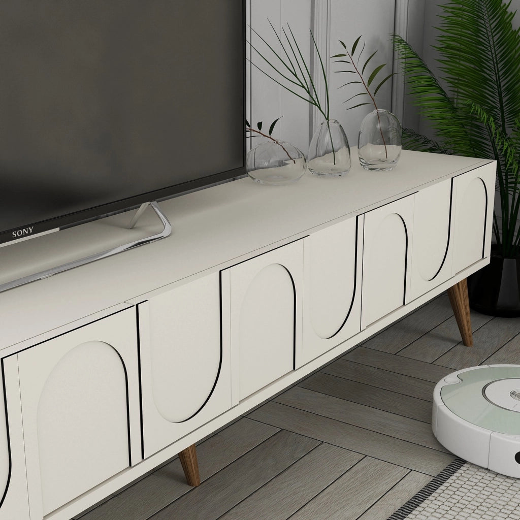 Mobile TV in legno "Lyon" - 180 x 35 x 44 cm - Crema/Noce