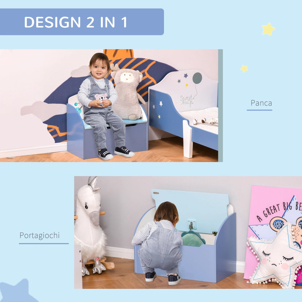 Cassapanca con Cassetti ¨C Minimal ¨C Legno Blu 60x30x50