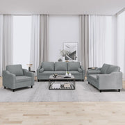 Set Divani 3 pz con Cuscini Grigio Chiaro in Tessuto