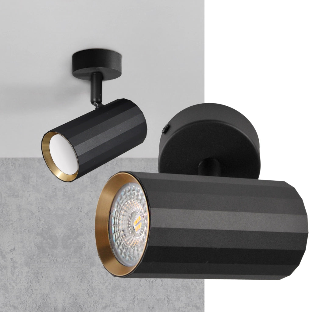 Applique/Plafoniera 1 luce NICEA nero-oro GU10 Polux