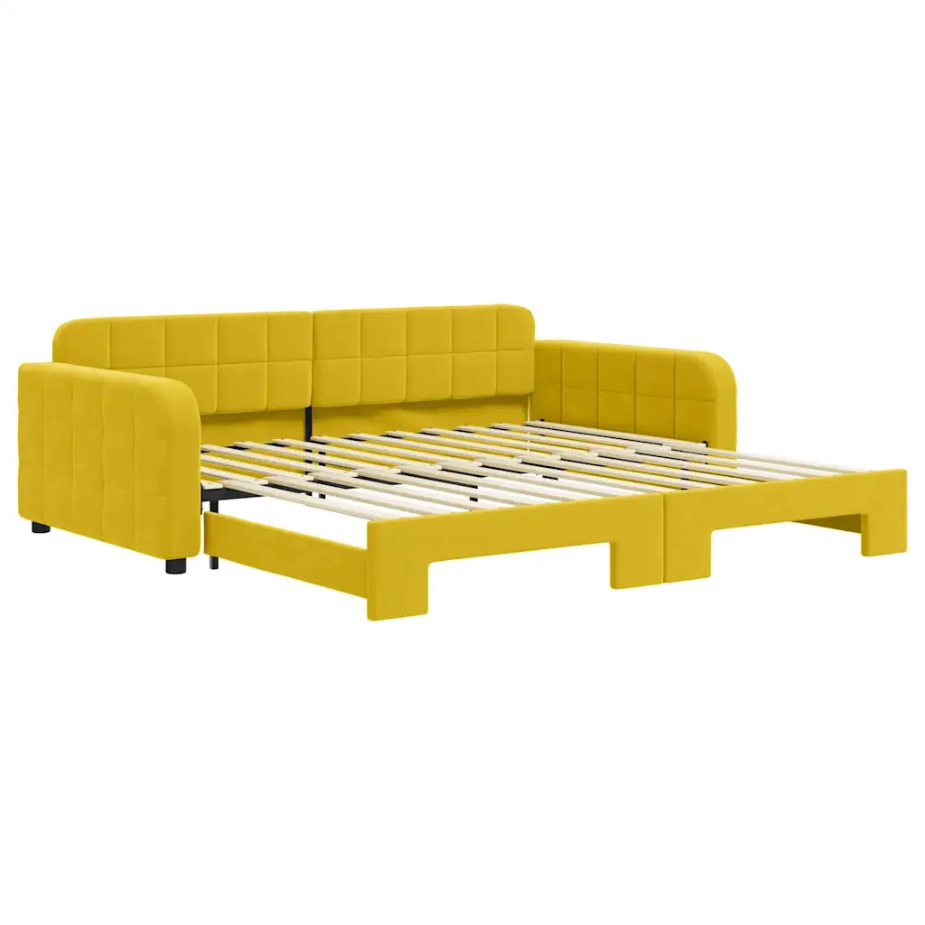 Divano Letto con Letto Estraibile Giallo 100x200 cm in Velluto 3196941