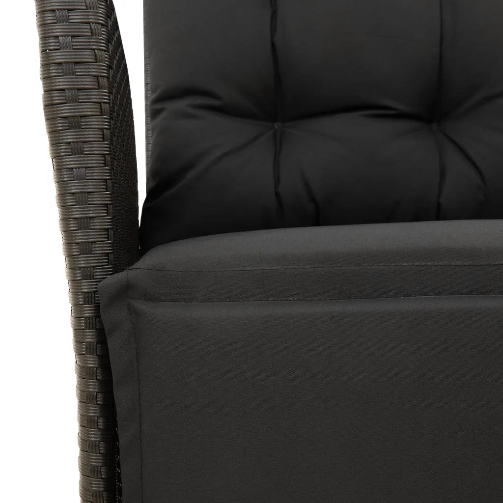 Set da Pranzo da Giardino 7 pz Nero con Cuscini in Polyrattan 3213403