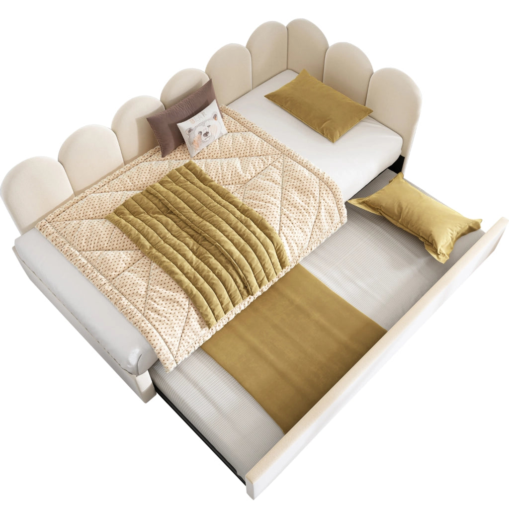 Letto Imbottito con Ausziehbett ¨C MINIMAL ¨C Velluto Beige 90x200 cm