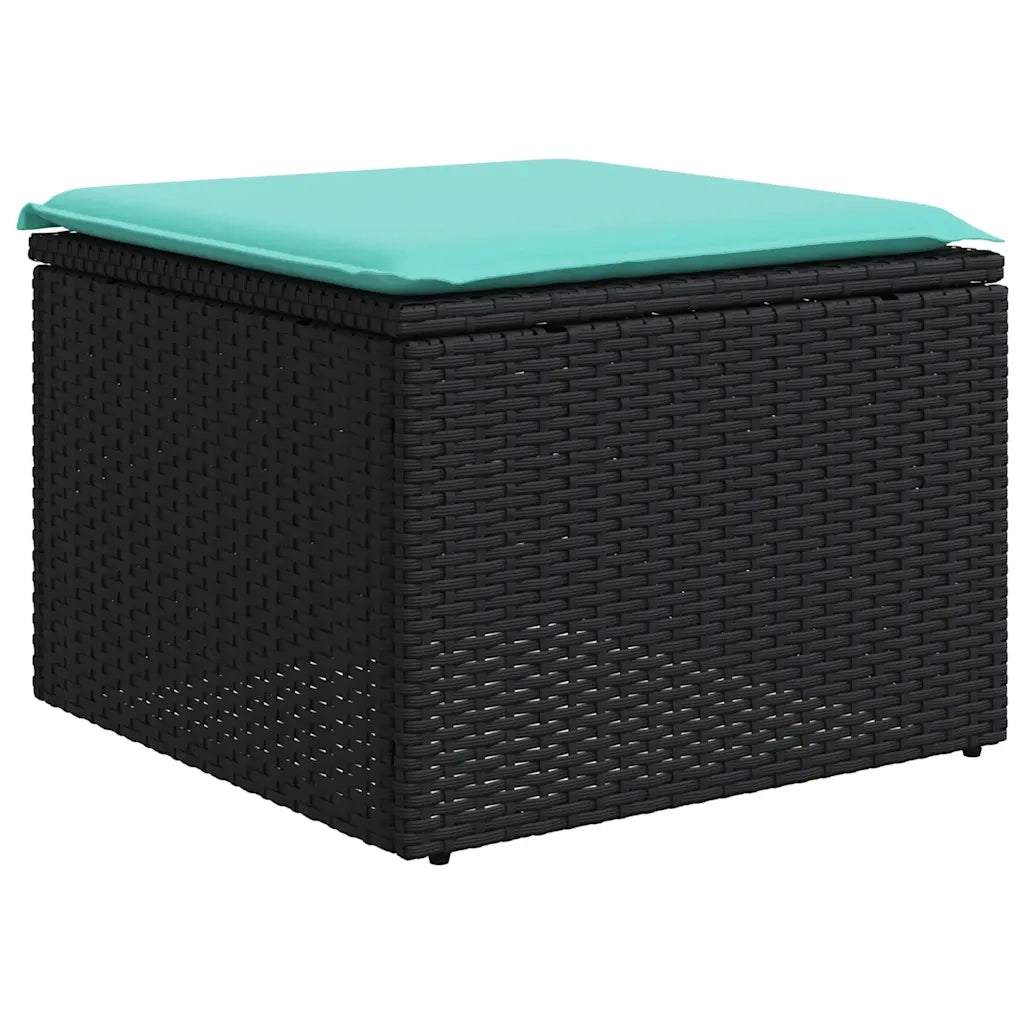 Set Divani da Giardino 5 pz con Cuscini Nero in Polyrattan