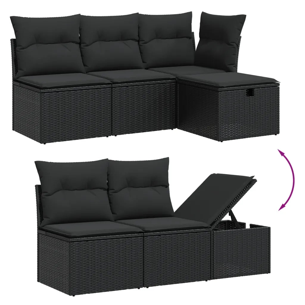 Set Divani da Giardino con Cuscini 7pz Nero Polyrattan 3275135