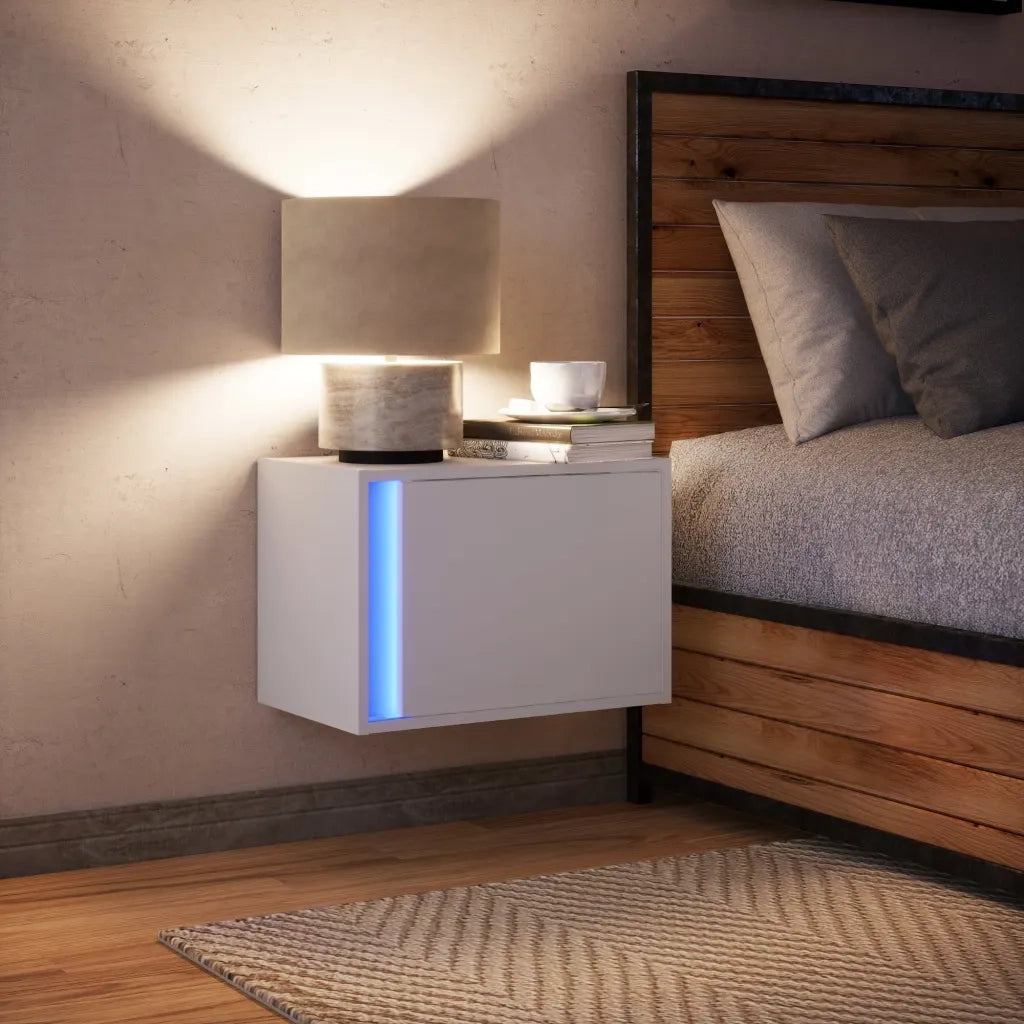 Comodino a Parete con Luci LED Bianco 852089