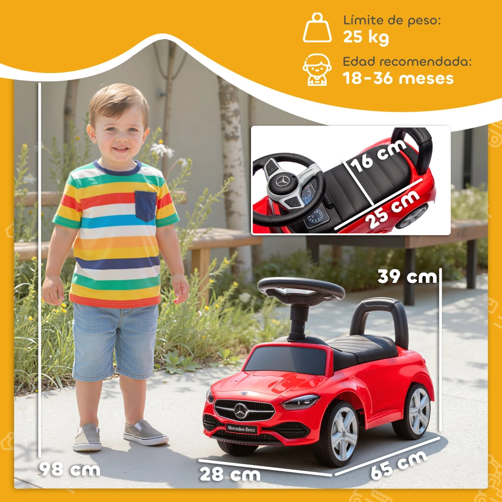 Cavalcabile Mercedes-Benz Classe C ¨C Xylo ¨C Bambini 18-36 Mesi con Clacson e Vano Contenitore Rosso
