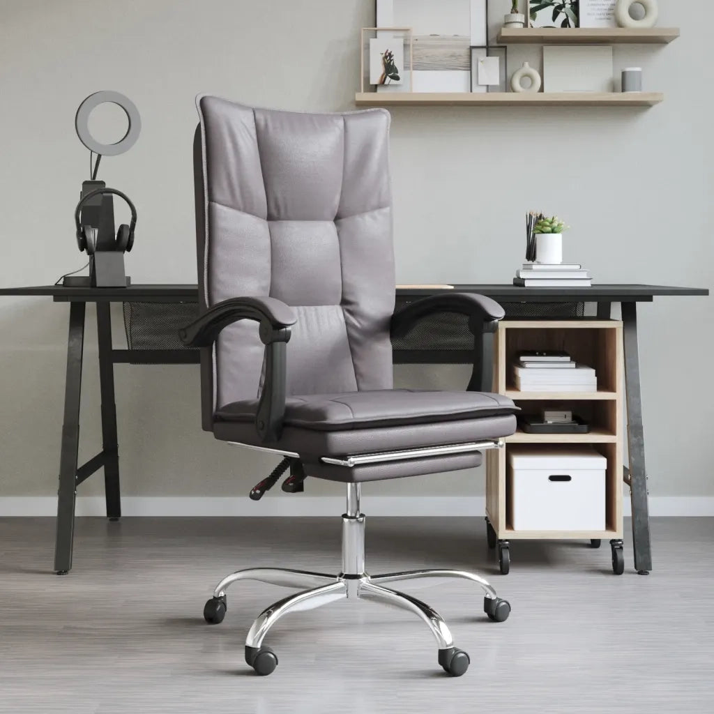 Poltrona | Sedia Relax da Ufficio Reclinabile Grigia in Similpelle