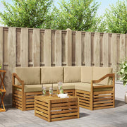 Set di divani da esterno 5 pz Naturale e Beige Poliestere 3374788