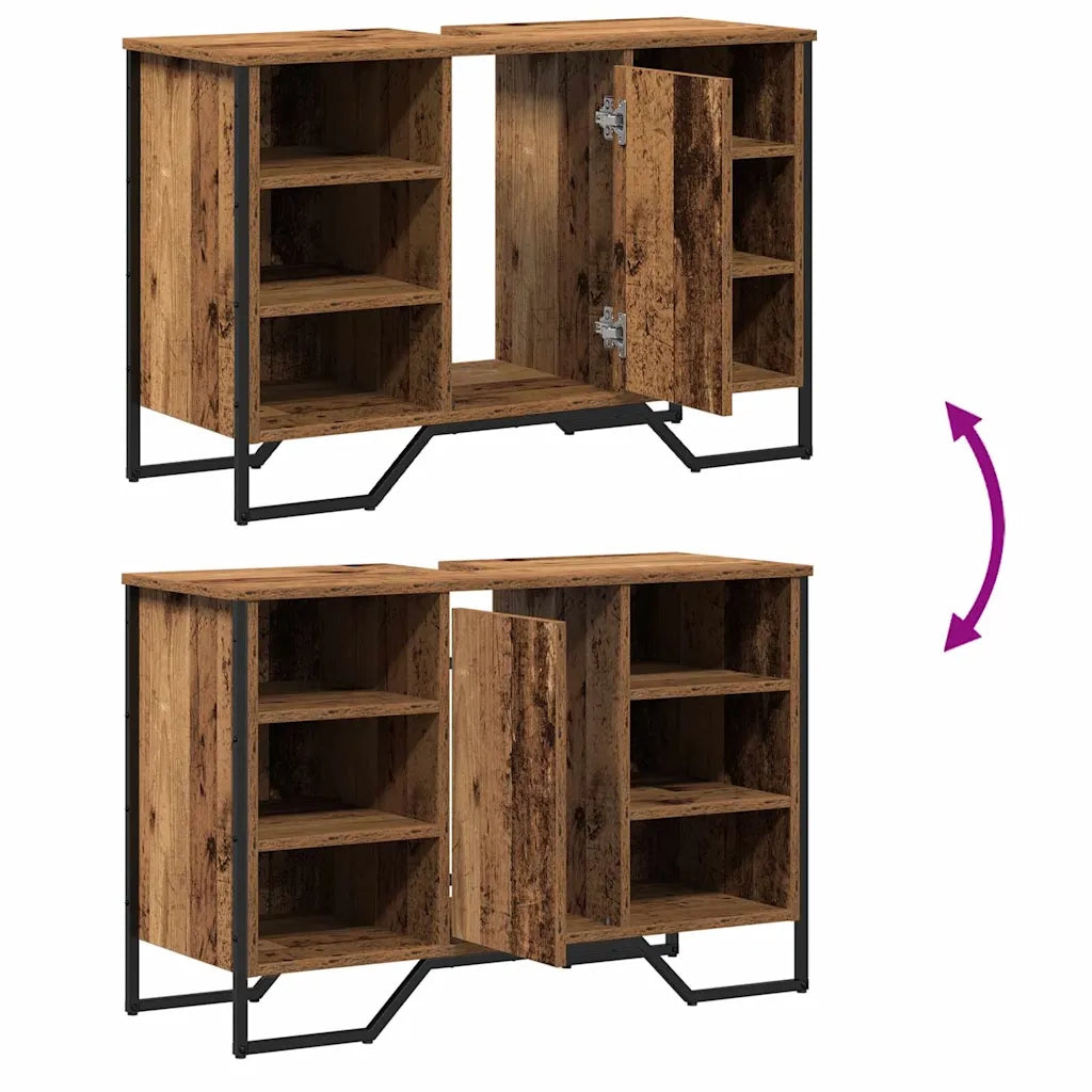 Mobile Lavabo | Armadio per Lavabo da Bagno Legno vecchio 91 x 35 x 60 cm