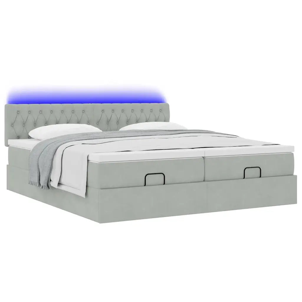 Struttura Letto Pouf con Materassi 200x200 cm Velluto