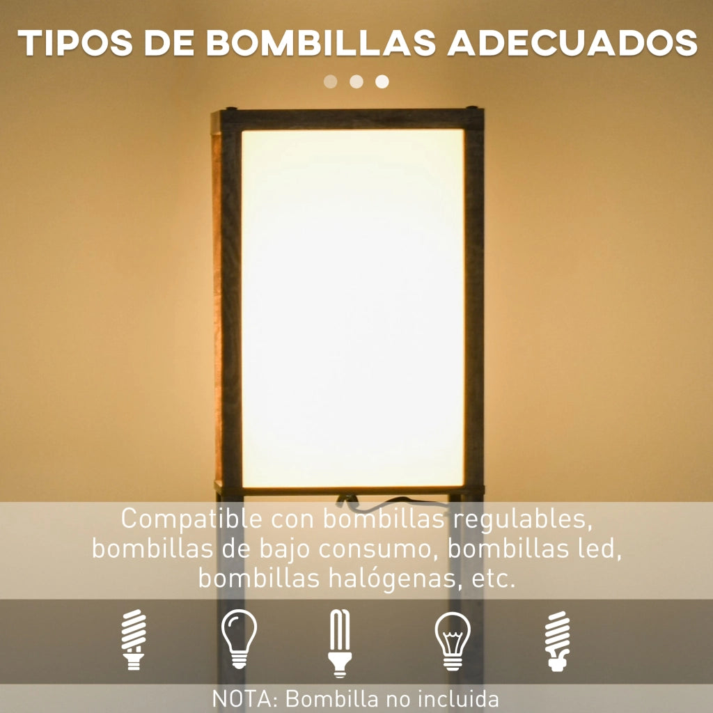 Lampada da Terra con Scaffale ¨C Minimal ¨C Marrone 26x26x160 cm