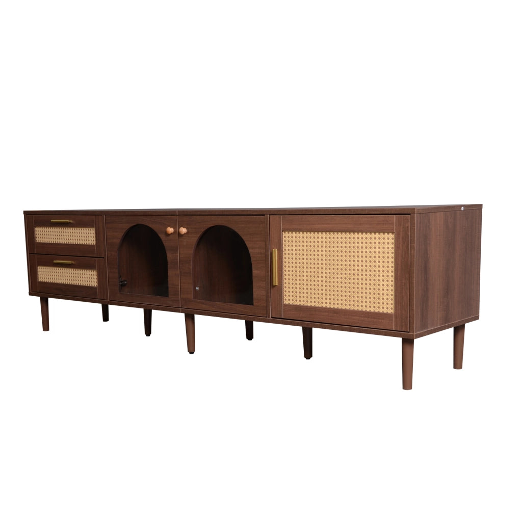 Cassettiera per TV marrone in truciolare lunga 180 cm