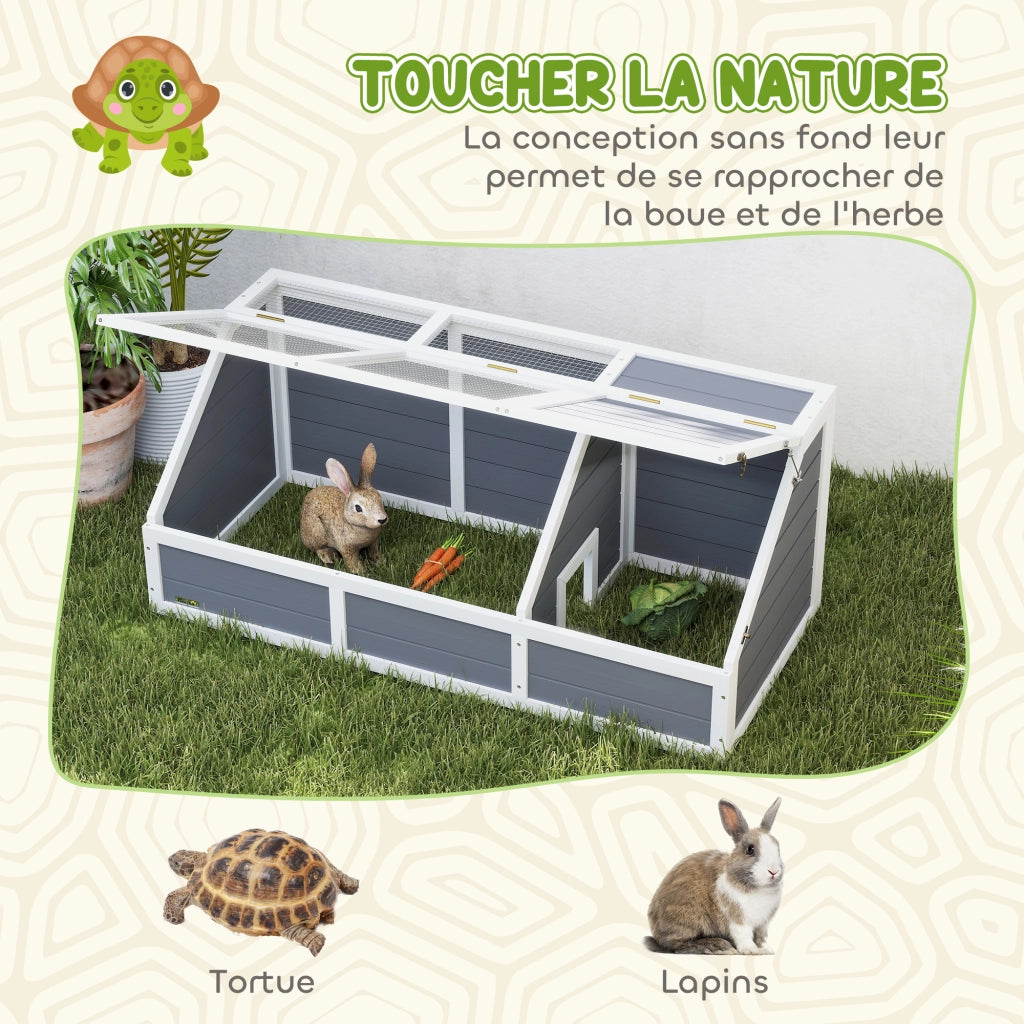 Gabbia recinto per animali piccoli tartaruga in legno con coperchio apribile 2 spazi ¨C Xylo ¨C Grigio