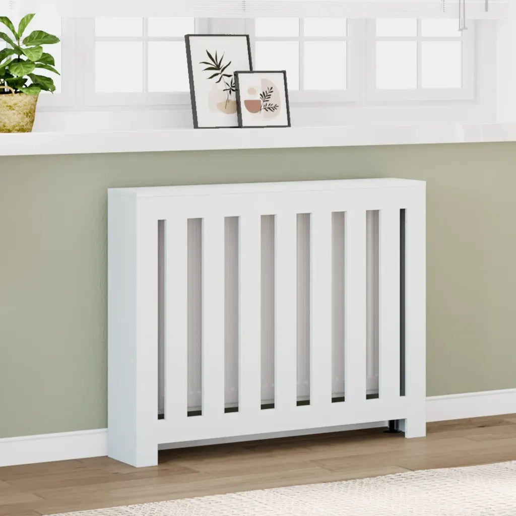 vidaXL Copertura Termosifone Bianca 104x20x82 cm in Legno Multistrato