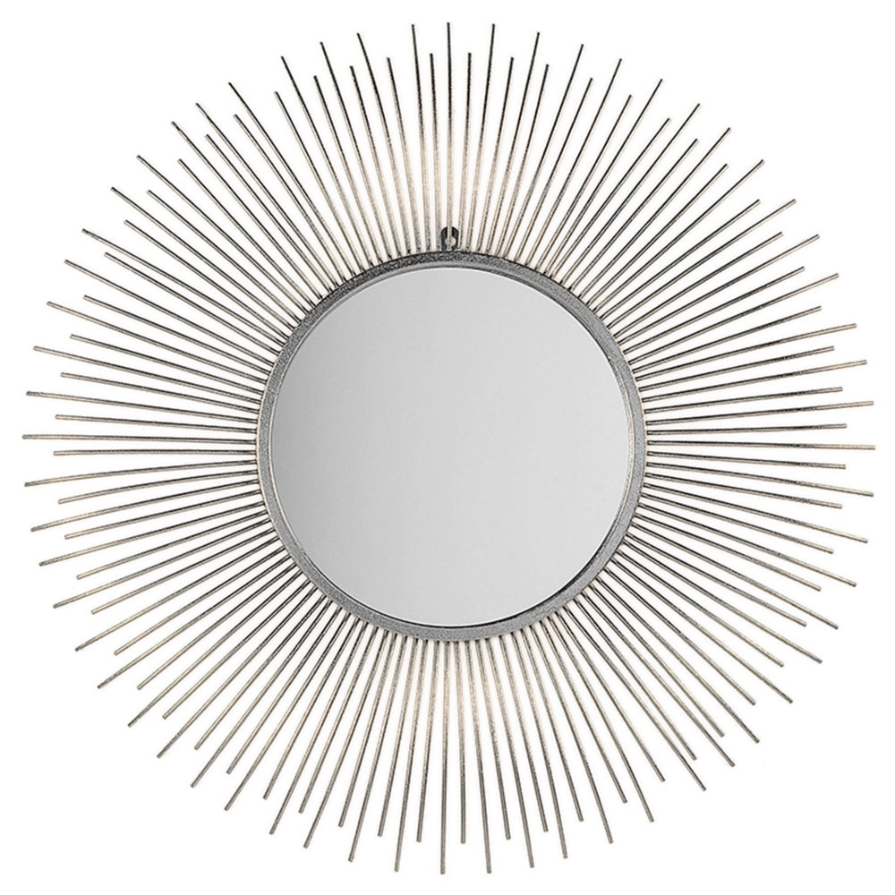 Specchio da parete a forma di sole argentato rotondo da 80 cm a forma di sole