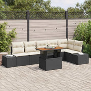 Set Divano da Giardino con archiviazione 7 pcs Nero Poly Rattan 3358707