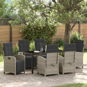 Set da Pranzo per Giardino 7 pcs Grigio chiaro polyrattan